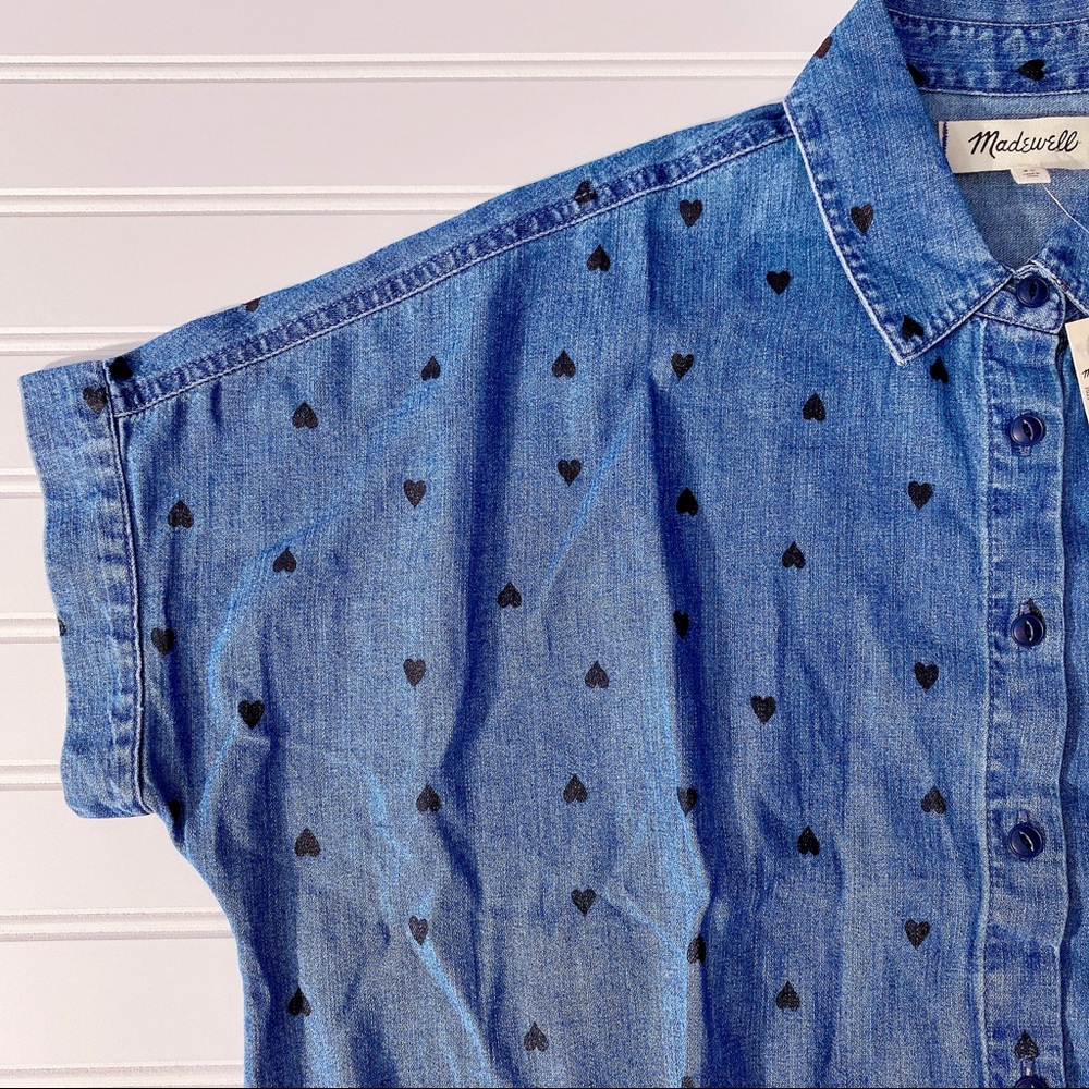 Madewell Denim Short-Sleeve Tie-Front Shirt Size S - Picture 10 of 12